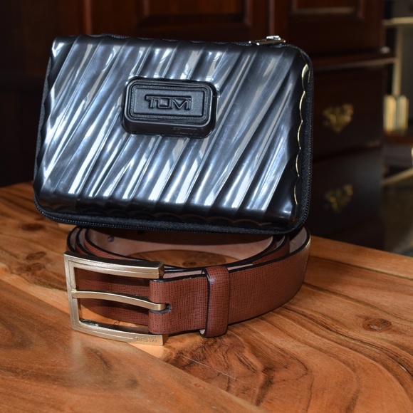 Tumi Other - Tumi leather belt and travel hardcase